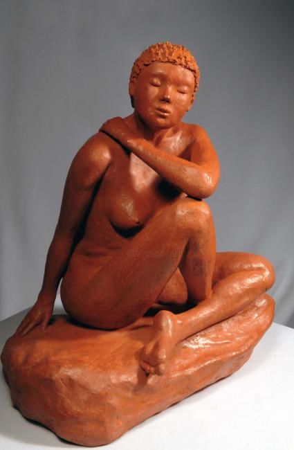 Sculptuur getiteld "Femme assise" door Marina Khoutsichvili, Origineel Kunstwerk