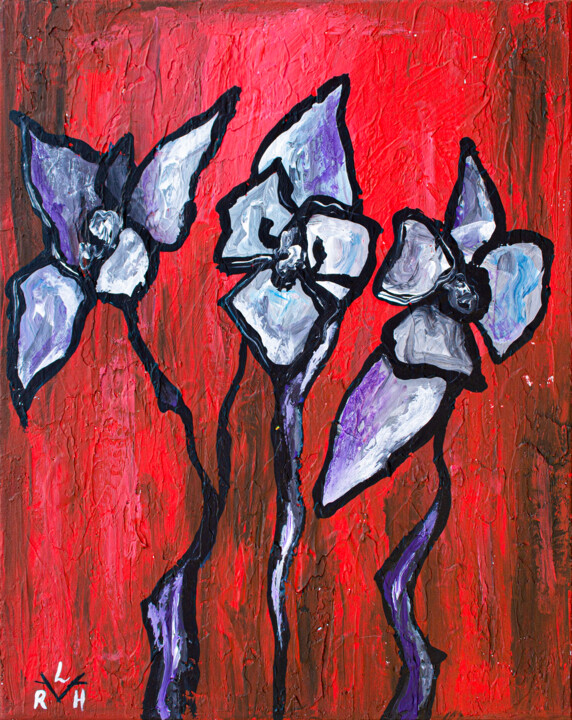 Картина под названием "Gothic Garden #4" - Lady Redhorns, Подлинное произведение искусства, Акрил