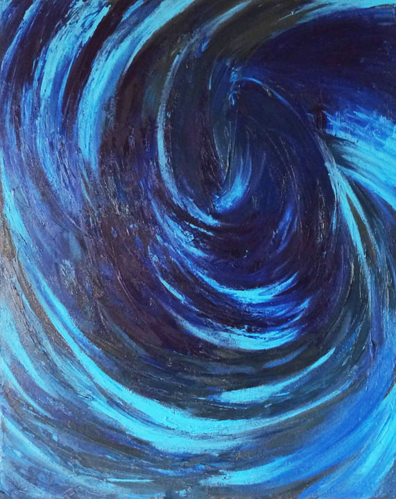Painting titled "blue abstraction" by Natalia Evseeva, Original Artwork, Oil