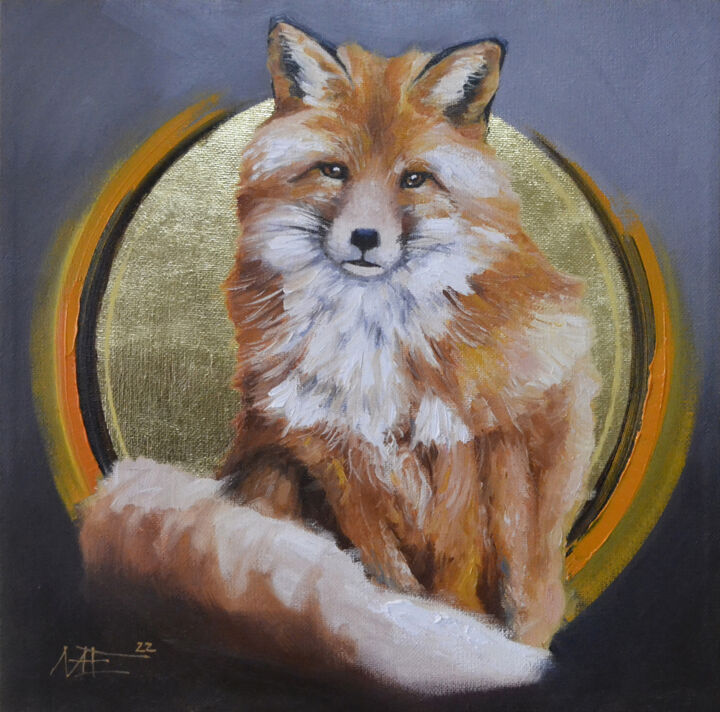 Painting titled "FOX 2" by Artem Lozhkin, Original Artwork, Oil