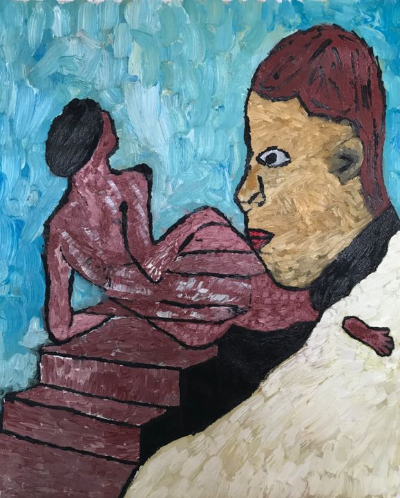Pittura intitolato "Recline" da Armel Evrard, Opera d'arte originale, Olio