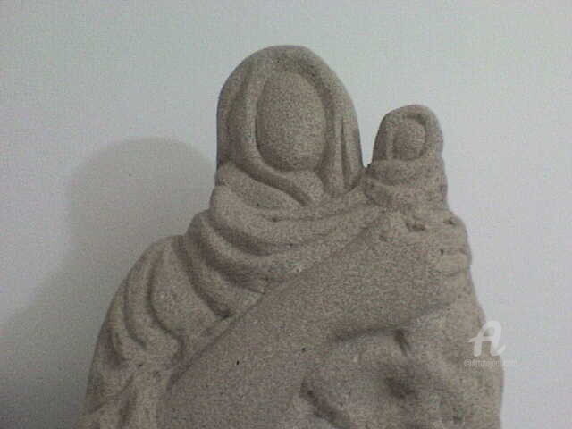 Skulptur mit dem Titel "-madona-mae-pacient…" von Laércio Wolf Wolf, Original-Kunstwerk, Porenbeton