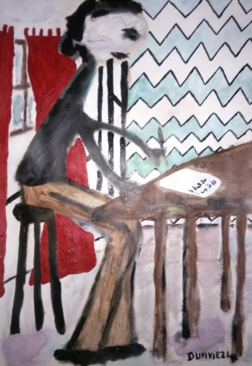 Peinture intitulée "L'étudiant" par Laetitia Duviviez, Œuvre d'art originale, Acrylique