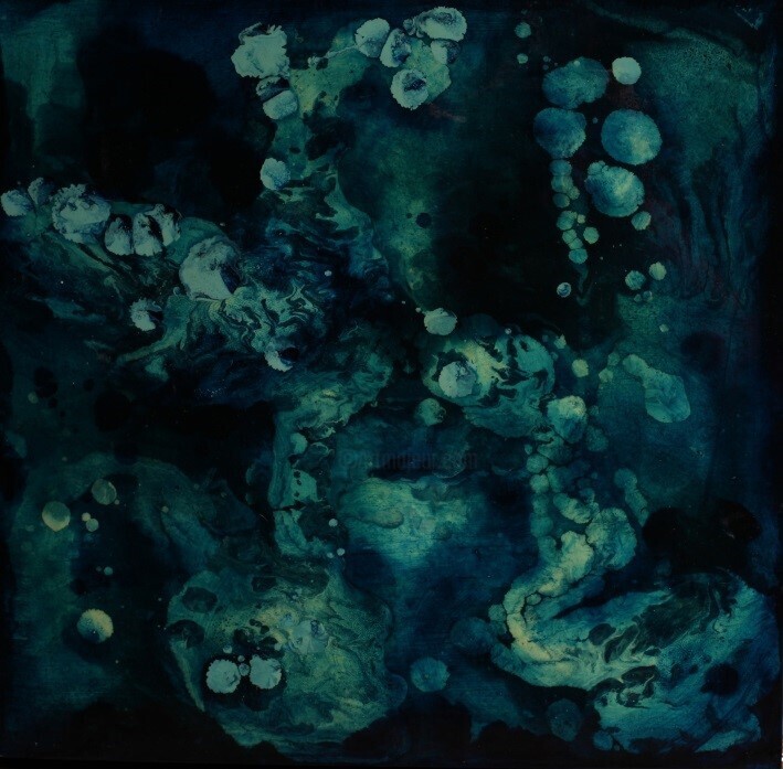 Malerei mit dem Titel "Nébuleuse bleue" von Laetitia Lesaffre, Original-Kunstwerk, Andere