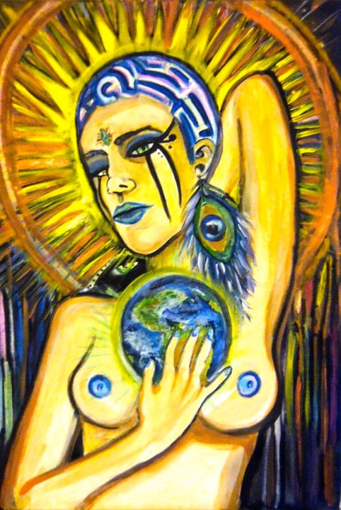 Painting titled "Terra" by Laetitia Lopez, Original Artwork, Acrylic