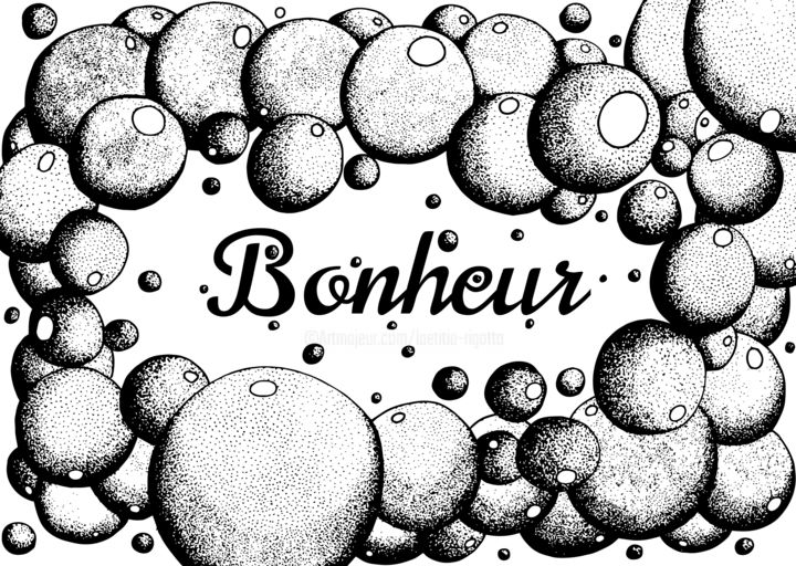 Drawing titled "Bonheur" by Laëtitia Payet (Lëty Création), Original Artwork, Pencil