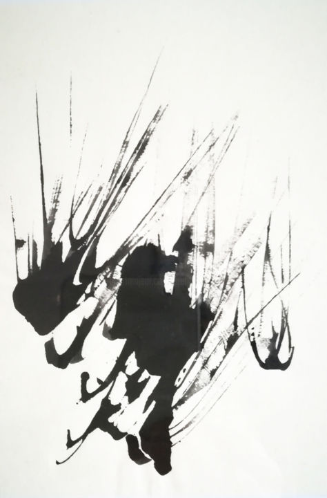 Painting titled "Flammes" by Laëtitia Payet (Lëty Création), Original Artwork, Ink