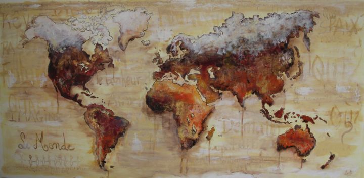 Peinture intitulée "carte-du-monde.jpg" par Laetitia Toussaint, Œuvre d'art originale