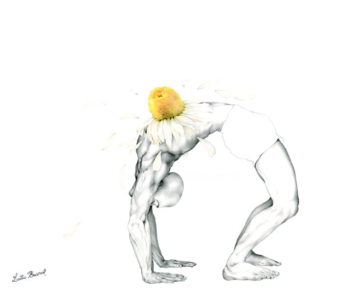 Dessin intitulée "Urdhva dhanurasana" par Laetitia Bensmail, Œuvre d'art originale, Crayon