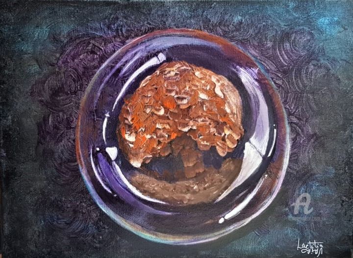 Painting titled "Bulle en vie" by Laetivart, Original Artwork, Acrylic Mounted on Wood Stretcher frame