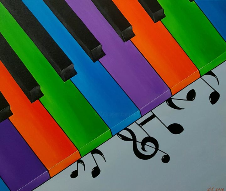 Painting titled "Piano" by Ana Von Laff, Original Art, Acrylic