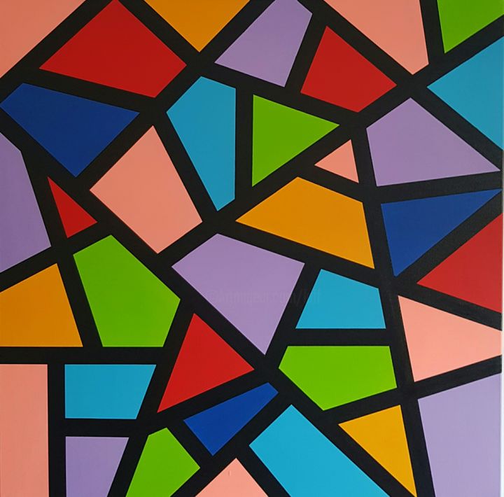 Painting titled "Geometric abstract…" by Ana Von Laff, Original Artwork, Acrylic