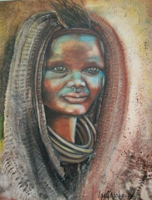 Pintura titulada "REGARD D'AFRIQUE" por Francoise Laffanour, Obra de arte original, Oleo