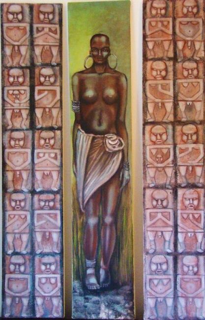 Pintura titulada "FEMME D AFRIQUE" por Francoise Laffanour, Obra de arte original