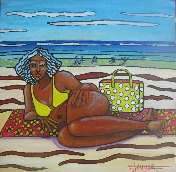 Peinture intitulée "à la plage" par Francoise Laffanour, Œuvre d'art originale