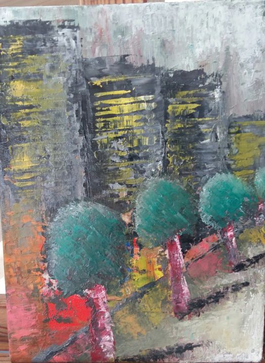Painting titled "Rainy grey day" by Lagalerie Inspiration, Original Artwork, Acrylic