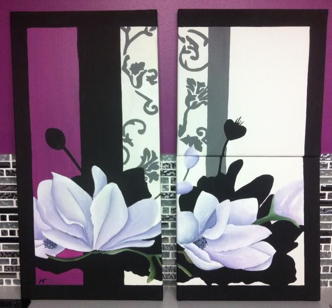 Painting titled "Magnolias arabesques" by La Galerie De Marilyn, Original Artwork