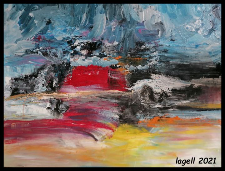 Painting titled "abstraction lyrique…" by Lagell, Original Artwork, Acrylic