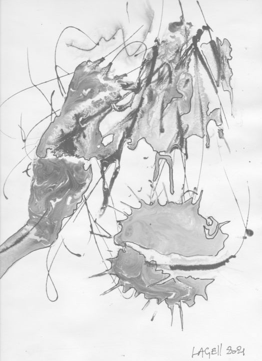 Drawing titled "dessin plasma82" by Lagell, Original Artwork, Ink