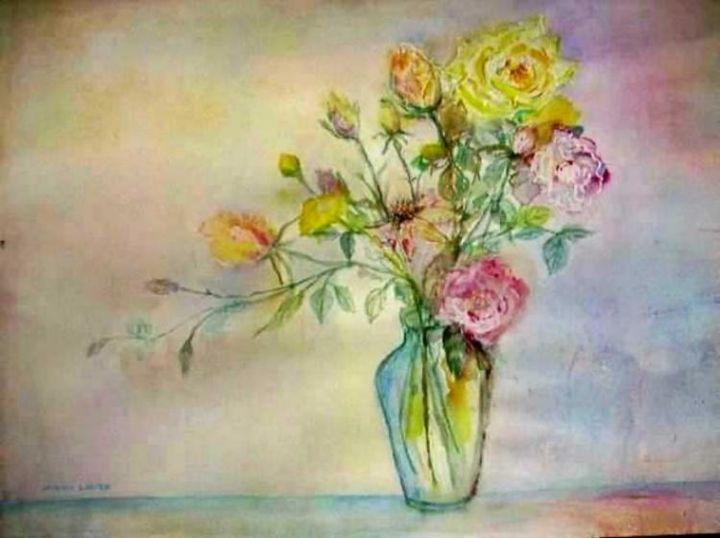Painting titled "Roses" by Janina Lagoda, Original Artwork
