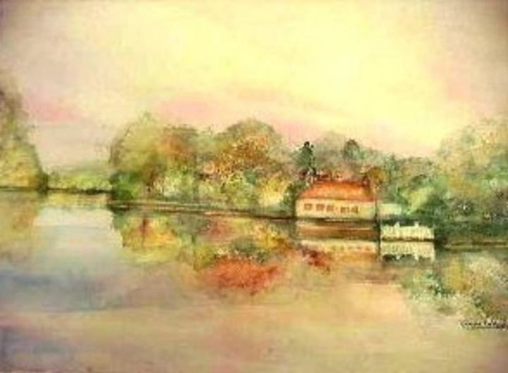 Painting titled "Lumière sur Loiret" by Janina Lagoda, Original Artwork