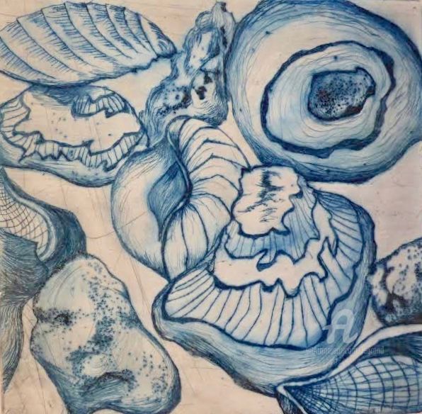 Printmaking titled "seashore" by Venessa Lagrand, Original Art, Lithography