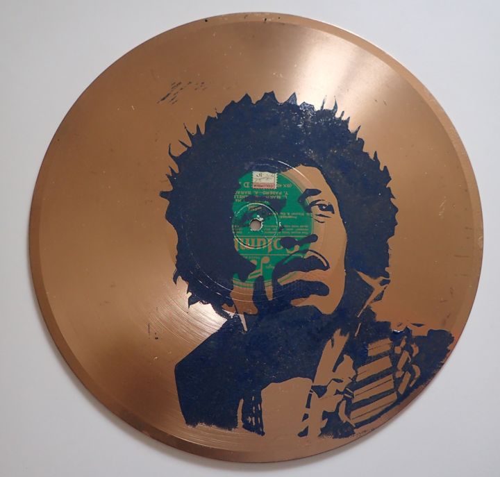 Printmaking titled "Jimi Hendrix" by Didier Lagrange, Original Artwork, Linocuts