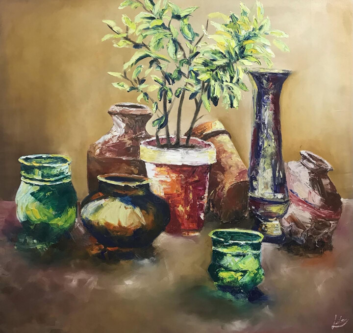 Painting titled "Still Life" by Laiba Ayub Ayub, Original Artwork, Oil