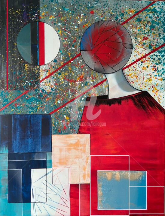 Peinture intitulée "THE LADY IN RED" par Laila Gauthier (LAILABAGAU), Œuvre d'art originale, Acrylique Monté sur Châssis en…