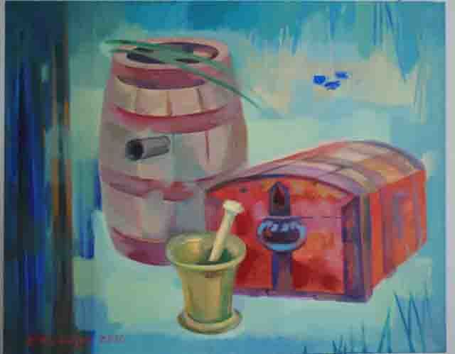 Painting titled "Old things" by Laine Kainaize, Original Artwork