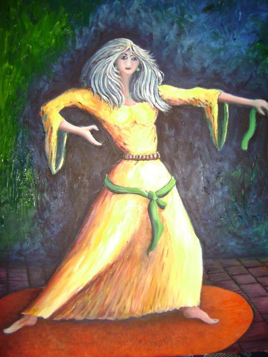 Painting titled "la danceuse" by Omar Reggane, Original Artwork, Oil