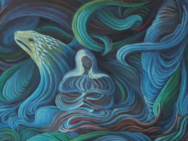 Painting titled "meditation" by Omar Reggane, Original Artwork, Oil