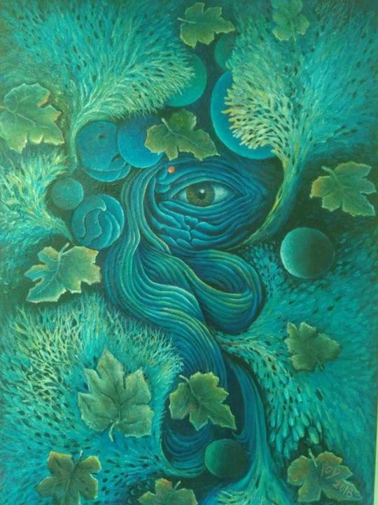 Painting titled "le foulard bleu" by Omar Reggane, Original Artwork