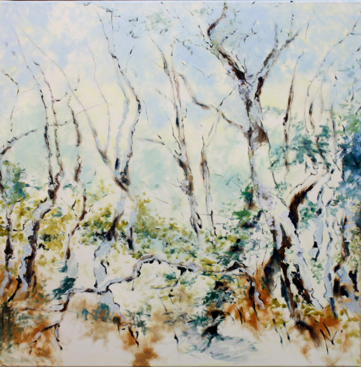 Картина под названием "Forêt transparente.…" - Natalia Laletina, Подлинное произведение искусства, Масло