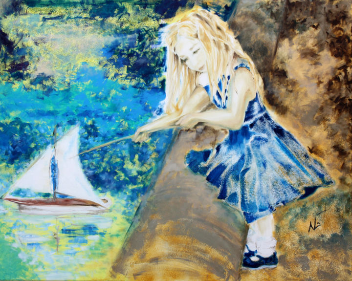 Painting titled "Navire d'espoir" by Natalia Laletina, Original Artwork