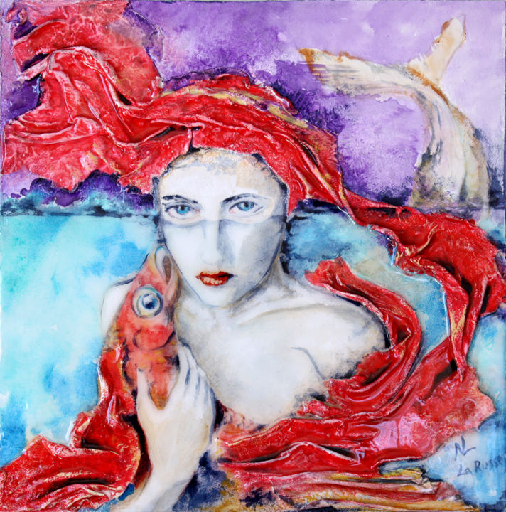 Painting titled "" Dans l'eau"" by Natalia Laletina, Original Artwork, Acrylic