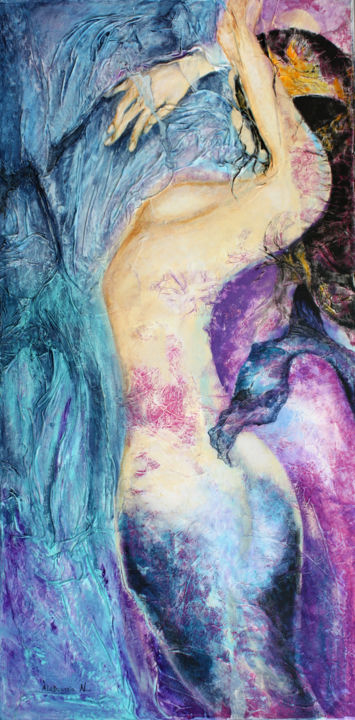 Peinture intitulée "Vague." par Natalia Laletina, Œuvre d'art originale, Acrylique