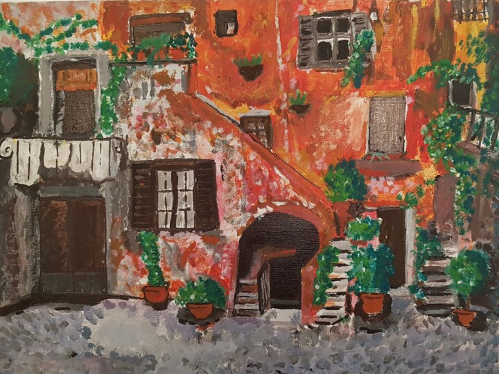 Painting titled "Trastevere Roma" by Lalie, Original Artwork, Acrylic