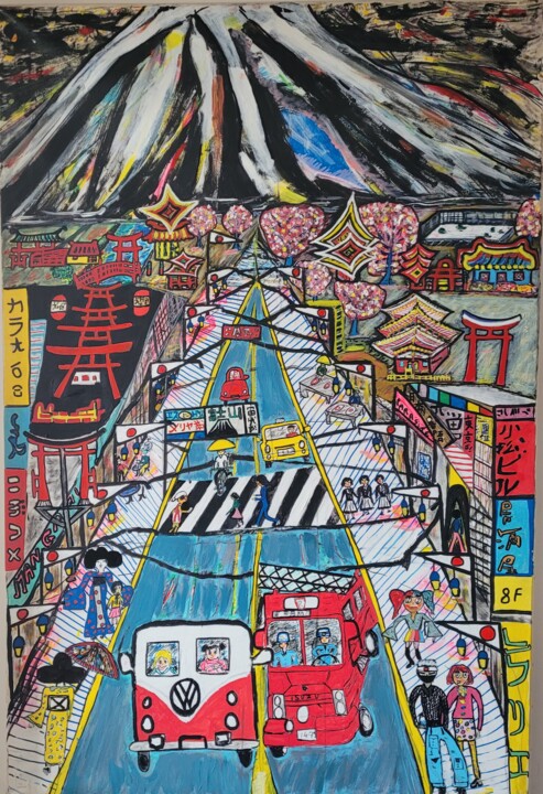 Картина под названием "My Fuji' s dream Sh…" - Lalie, Подлинное произведение искусства, Акрил