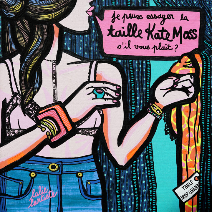 Картина под названием "La taille Kate Moss" - Lalie Lartiste, Подлинное произведение искусства, Акрил Установлен на Деревянн…