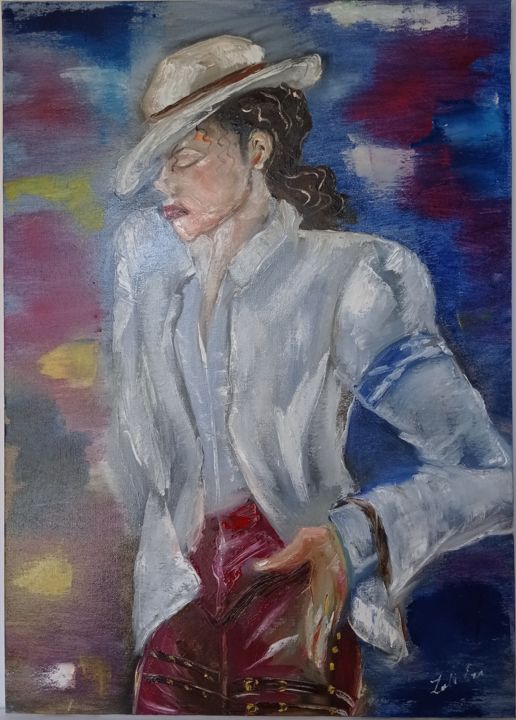 Картина под названием "Michael Jackson (Ki…" - Lali Eradze, Подлинное произведение искусства, Масло
