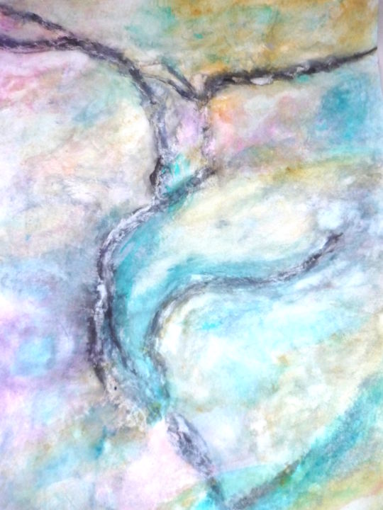 Painting titled "Volupté" by Martine Lallement, Original Artwork, Watercolor Mounted on Cardboard