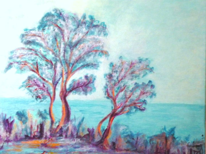 제목이 "L'air du temps"인 미술작품 Martine Lallement로, 원작, 아크릴 나무 들것 프레임에 장착됨