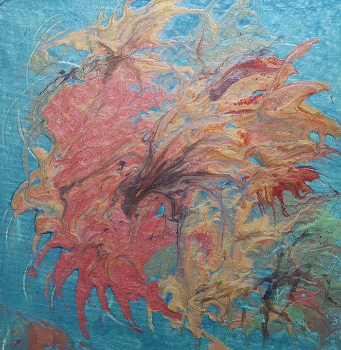 Peinture intitulée "Bataille de fleurs" par Martine Lallement, Œuvre d'art originale, Huile Monté sur Panneau de bois