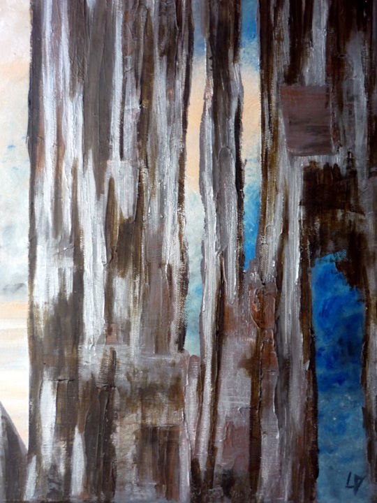 Peinture intitulée "Derrière la palissa…" par Martine Lallement, Œuvre d'art originale, Acrylique Monté sur Châssis en bois
