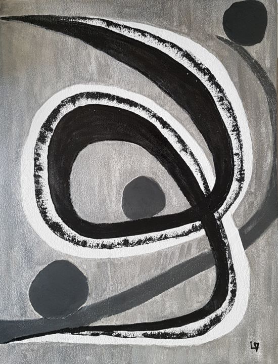 Pintura intitulada "Suivre la courbe" por Martine Lallement, Obras de arte originais, Óleo Montado em Armação em madeira