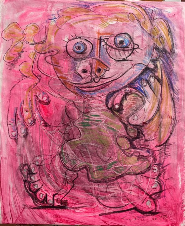 Pittura intitolato "Pink Spoil Girl" da Lalo Sánchez De Valle, Opera d'arte originale, Olio
