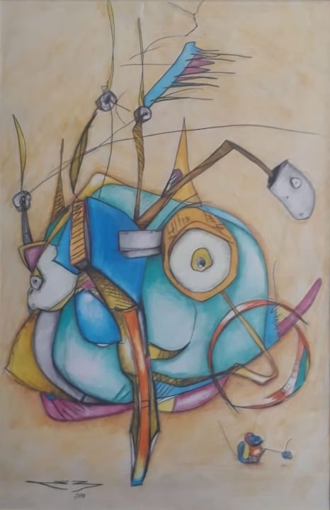 Картина под названием "Animal Abstracto" - Eduardo Bernal, Подлинное произведение искусства, Воск