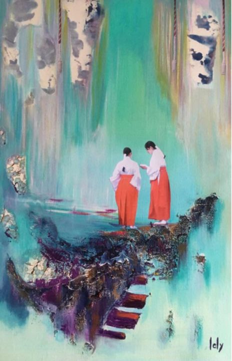 Malerei mit dem Titel "Waterfall's Murmur 2" von Geraldine Laly, Original-Kunstwerk, Öl