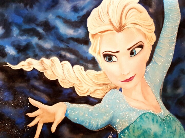 Peinture à l'huile par numéros de dessin animé Frozen Anna Elsa, peinture  acrylique sur toile